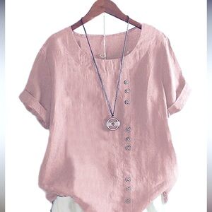 Casual Pink Button-Down Blouse
